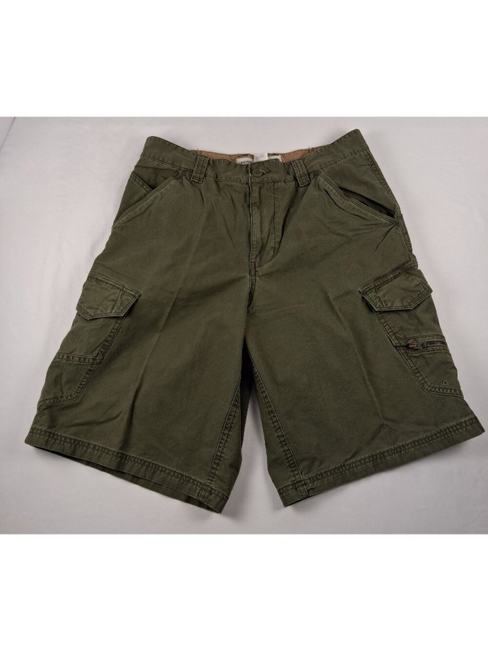 Men's Size 34 Canyon River Blues 8 Pocket Cargo Fit Olive Green Cotton Shorts